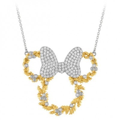 Minnie Mouse Snowflake Necklace by Rebecca Hook, Sterling Silver with Goldtone Snowflakes