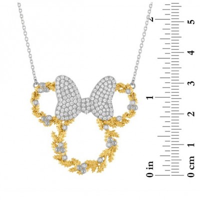Minnie Mouse Snowflake Necklace by Rebecca Hook, Sterling Silver with Goldtone Snowflakes