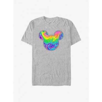 Disney Mickey Mouse Rainbow Melt Ears Grey T-Shirt for Men