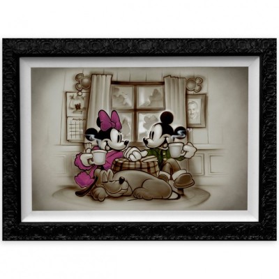 Mickey and Minnie Mouse Limited Edition Giclée with Pluto - Home is Where Life Makes Up Its Mind by Noah