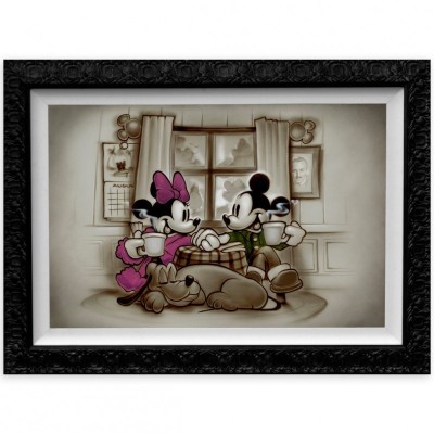 Mickey and Minnie Mouse Limited Edition Giclée with Pluto - Home is Where Life Makes Up Its Mind by Noah