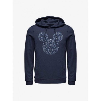 Disney Men's Blue Mickey Mouse Ear Design Snowflake Hoodie