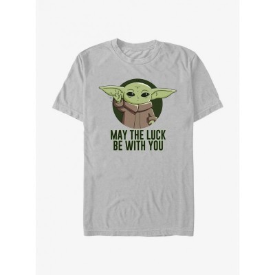 The Mandalorian May The Luck Be With You Unisex T-Shirt - Silver
