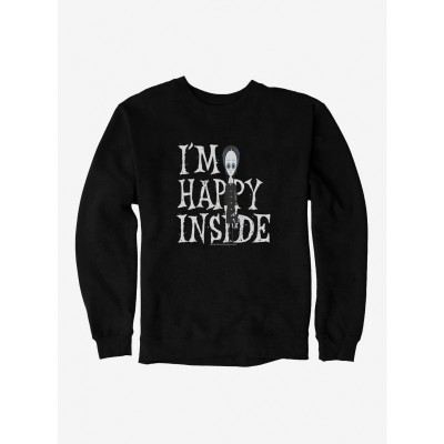 The Addams Family Unisex Happy Inside Cotton Sweatshirt - Black