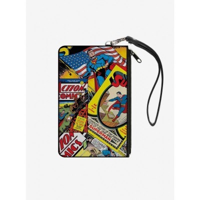 Superman Classic Comics Design Unisex Nylon Zip Clutch Wallet
