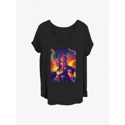 Marvel Mighty Thor Lightning Tee for Girls - Plus Sizes - Black