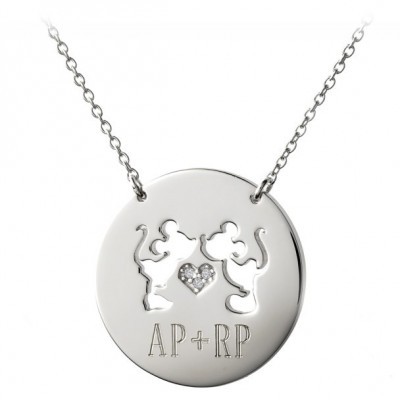 Mickey and Minnie Mouse Personalizable Necklace by Rebecca Hook – Sterling Silver with Cubic Zirconia