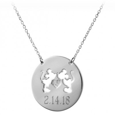 Mickey and Minnie Mouse Personalizable Necklace by Rebecca Hook – Sterling Silver with Cubic Zirconia