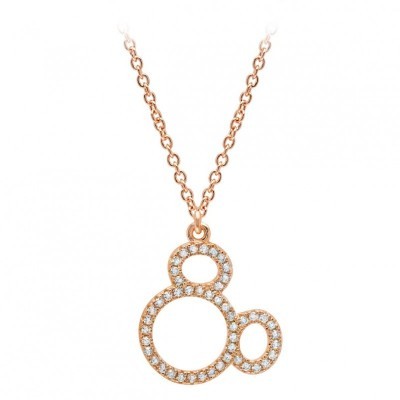 Mickey Mouse Silhouette CZ Necklace in Rose Gold by CRISLU