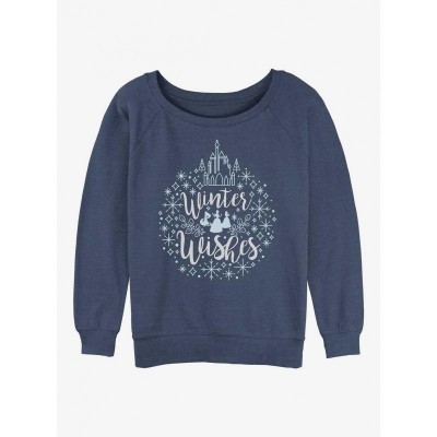Disney Princesses Winter Wishes for Girls in Blue Slouchy Sweatshirt