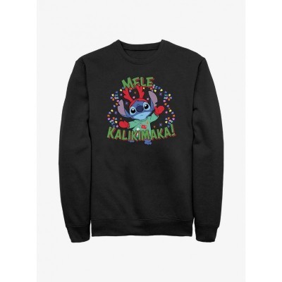 Disney Lilo & Stitch Merry Christmas in Hawaiian Print Sweatshirt - Black for Men