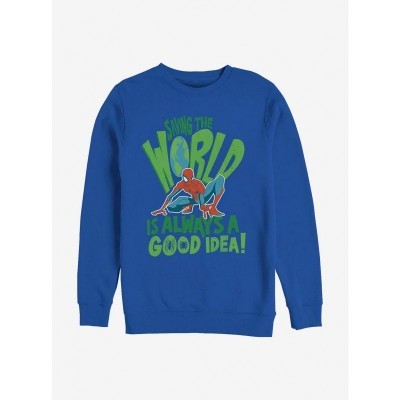 Marvel Spider-Man Blue Spider World Crew Sweatshirt for Men