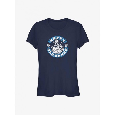 Mandalorian Mando Hanukkah Junior T-Shirt - Girls Blue