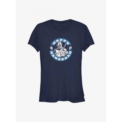 Mandalorian Mando Hanukkah Junior T-Shirt - Girls Blue