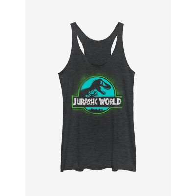 Jurassic World T. Rex Spray Paint Logo Girls Tank Top - Black
