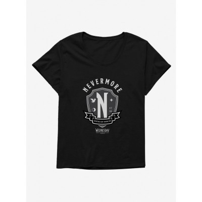Wednesday Nevermore Academy Logo Scoop Neck Tee - Plus Sizes for Girls