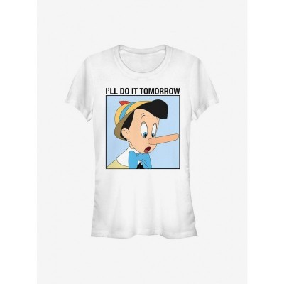 Disney Pinocchio "Do It Tomorrow" Girls Lightweight Cotton T-Shirt