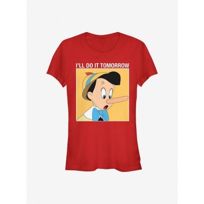 Disney Pinocchio "Do It Tomorrow" Girls Lightweight Cotton T-Shirt