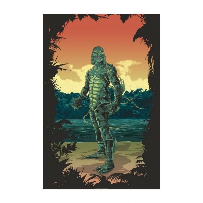 Universal Monsters Creature From The Black Lagoon White Sunset Art Poster