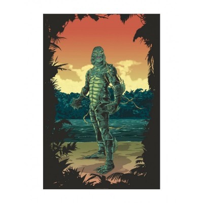 Universal Monsters Creature From The Black Lagoon White Sunset Art Poster