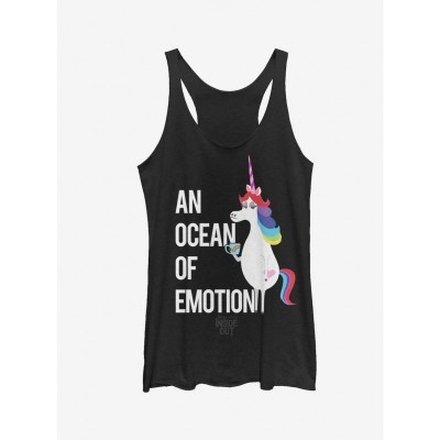 Disney Pixar Inside Out Rainbow Unicorn Emotion Black Tank Top for Girls