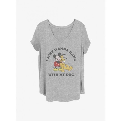 Disney Plus Size Girls T-Shirt - Mickey Mouse & Mickey Dog Grey Design