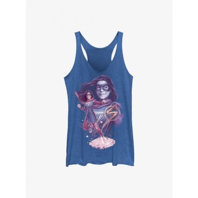 Marvel Girls Raw Edge Tank Top - Ms. Marvel House of Mirrors Blue