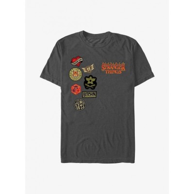 Stranger Things Inspired Patchwork T-Shirt - Grey Men's