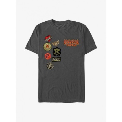 Stranger Things Inspired Patchwork T-Shirt - Grey Men's