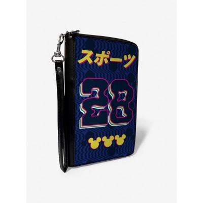 Disney Mickey Mouse Sports Kanji Vegan Leather Zip Around Wallet