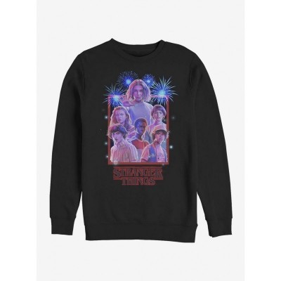 Stranger Things Crewneck Sweatshirt for Men - Black Fireworks Edition
