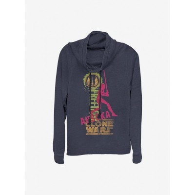 Star Wars The Clone Wars Ahsoka Lightweight Cowlneck Sweatshirt for Girls - Blue