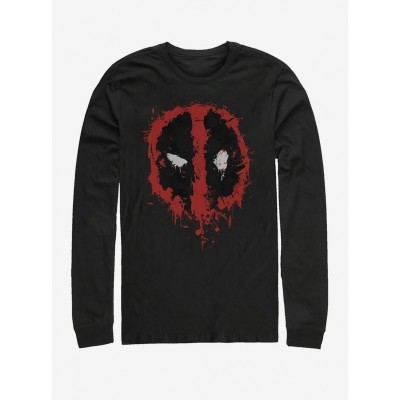 Marvel's Deadpool Splatter Art Long Sleeve Tee - Men's Black
