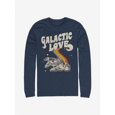 Star Wars Millennium Falcon Love T-Shirt - Men's Long Sleeve Blue