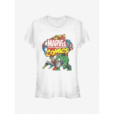 Marvel Girls Classic Avengers Logo T-Shirt - White