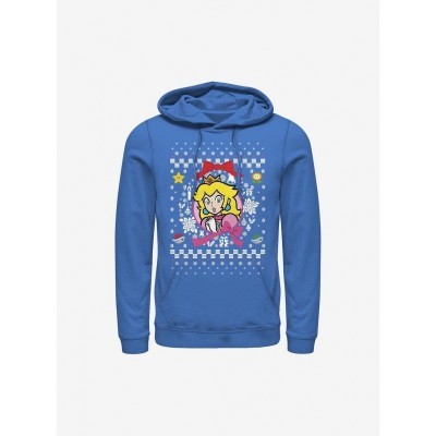 Super Mario Hoodie with Princess Wreath Design - Blue Men's Size