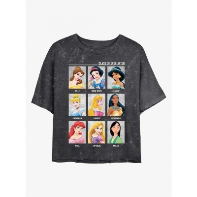 Disney Princesses Ever After Mineral Wash Crop T-Shirt for Girls - Multi Colors