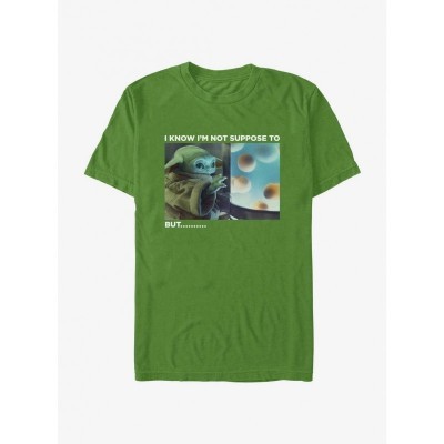 Mandalorian Grogu Meme T-Shirt - Green Men's Size