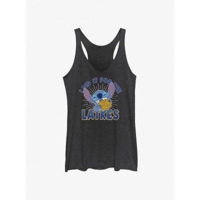 Disney Lilo & Stitch Hanukkah Latkes Tank Top for Girls - Black