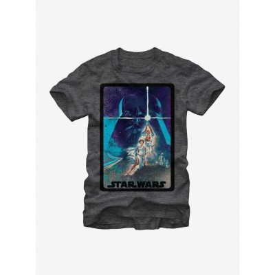 Star Wars Luke and Leia Lightsaber Heather Charcoal T-Shirt - Unisex