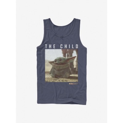 Star Wars Mandalorian Child Text Realistic Blue Tank Top for Men