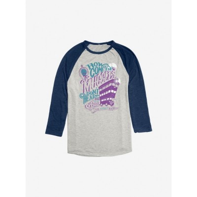 Harry Potter Knight Bus Unisex Raglan - Blue and Lightweight