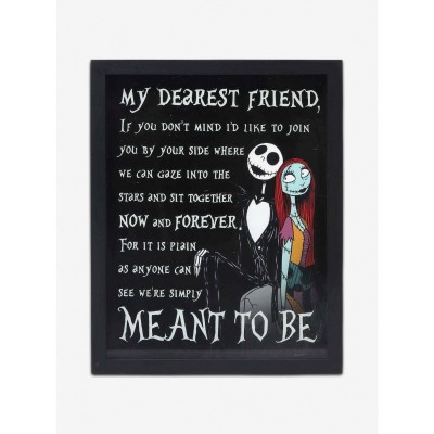 Disney The Nightmare Before Christmas Jack and Sally Love Story Framed Glass Wall Art
