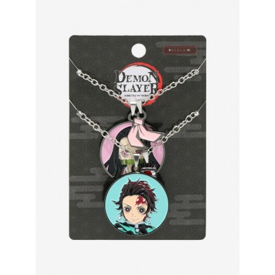 Demon Slayer Tanjiro & Nezuko Circle Charm Necklace Set for Fans
