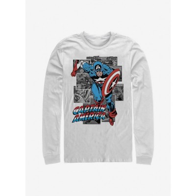 Marvel Avengers USA Captain America White Long Sleeve Men's T-Shirt