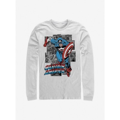 Marvel Avengers USA Captain America White Long Sleeve Men's T-Shirt