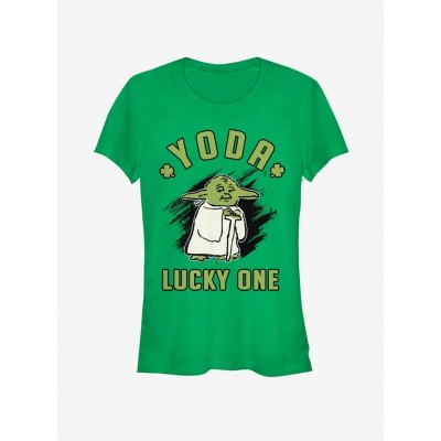 Yoda Doodle Lucky T-Shirt for Girls - Green Cotton