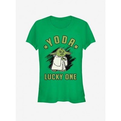 Yoda Doodle Lucky T-Shirt for Girls - Green Cotton