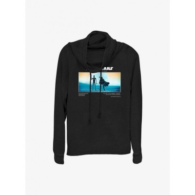 Star Wars The Mandalorian Lightweight Cowl Neck Sweatshirt - Junior Black