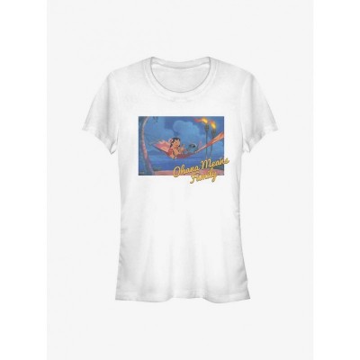 Dsny Lightweight Cotton Lilo Ohana Hammock Tee for Girls - White